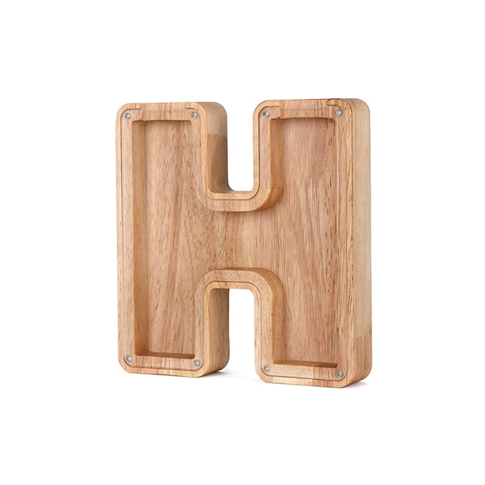 Holzbuchstabe H, natur, dekorativ, Wandmontage, DIY-Projekte, 3D-Design, 20 cm hoch.