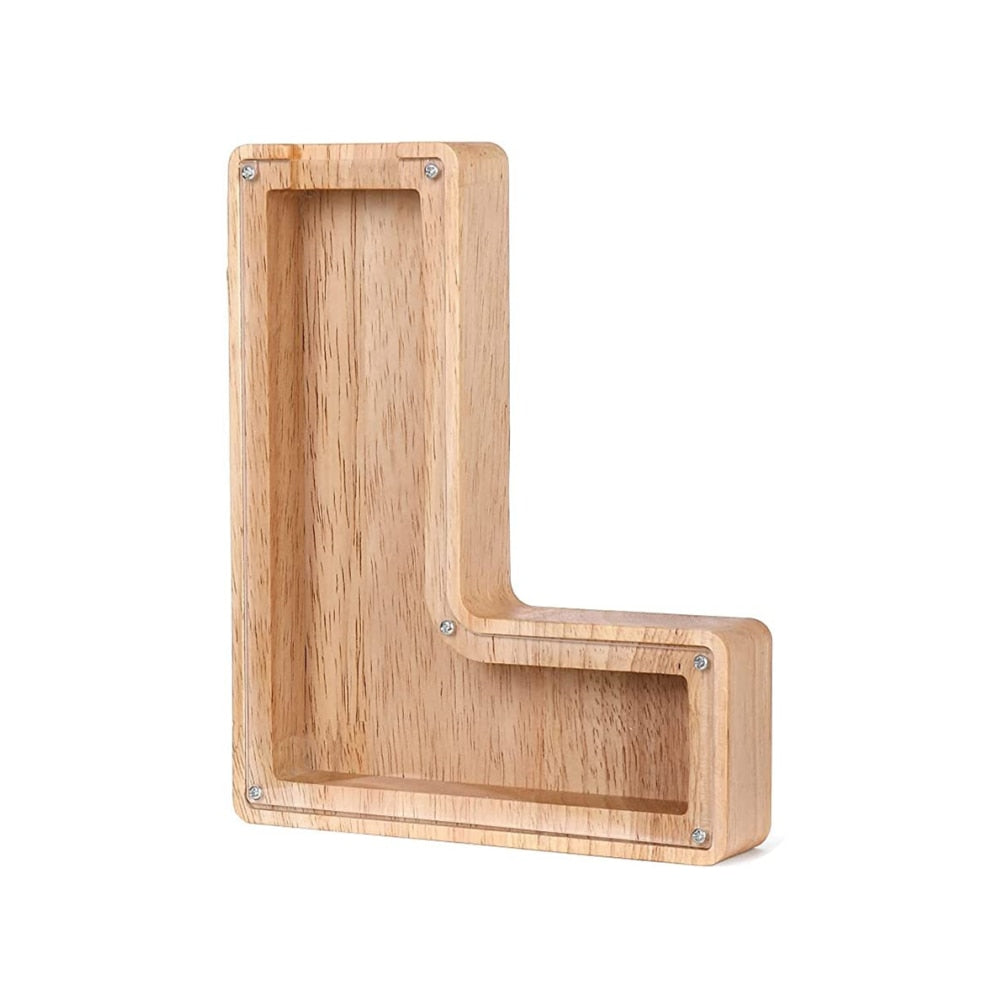 Holzbuchstabe L, natur, dekorativ, aus Holz, ideal für Wanddekoration oder Regal.