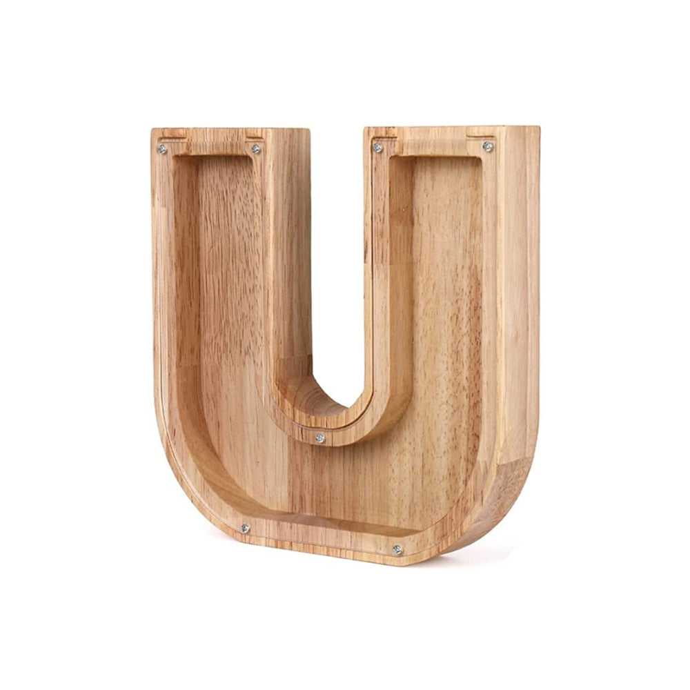 Holzbuchstabe U, natur, dekorativ, aus Holz, ideal für Wanddekoration oder Bastelprojekte.