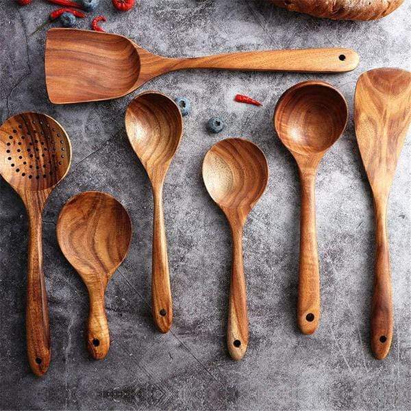 Holzlöffel Set aus Akazienholz, Küchenutensilien, langlebig, umweltfreundlich, stilvoll.