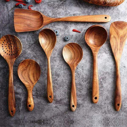 Holzlöffel Set aus Akazienholz, Küchenutensilien, langlebig, umweltfreundlich, stilvoll.