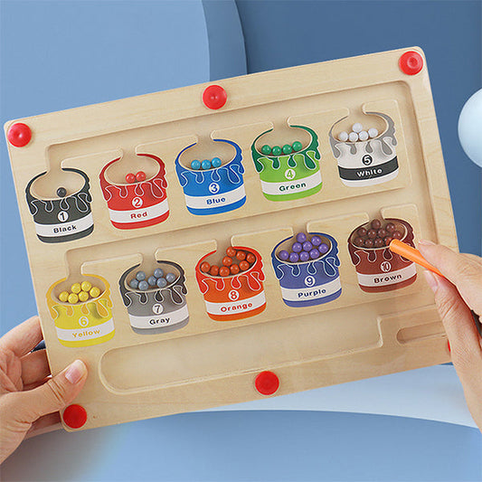Holzspielzeug Farbzuordnung, Lernspiel, bunte Kugeln, pädagogisch, Kinder, Montessori.
