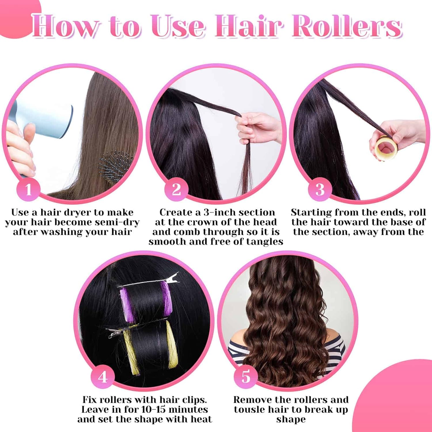 Anleitung zur Verwendung von Lockenwicklern, Schritt-für-Schritt, Haarstyling-Tipps.