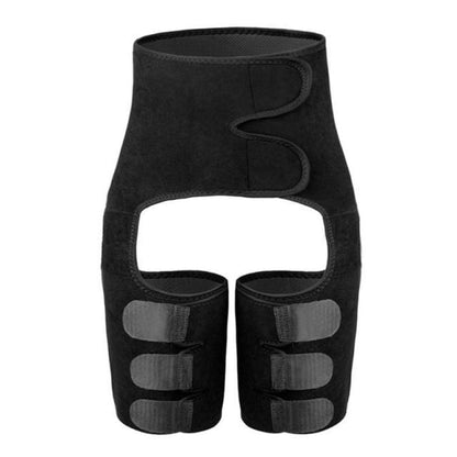 Schwarzer Hüftgurt mit Oberschenkelriemen, Kompressionsbandage, Ischias-Schmerzlinderung.