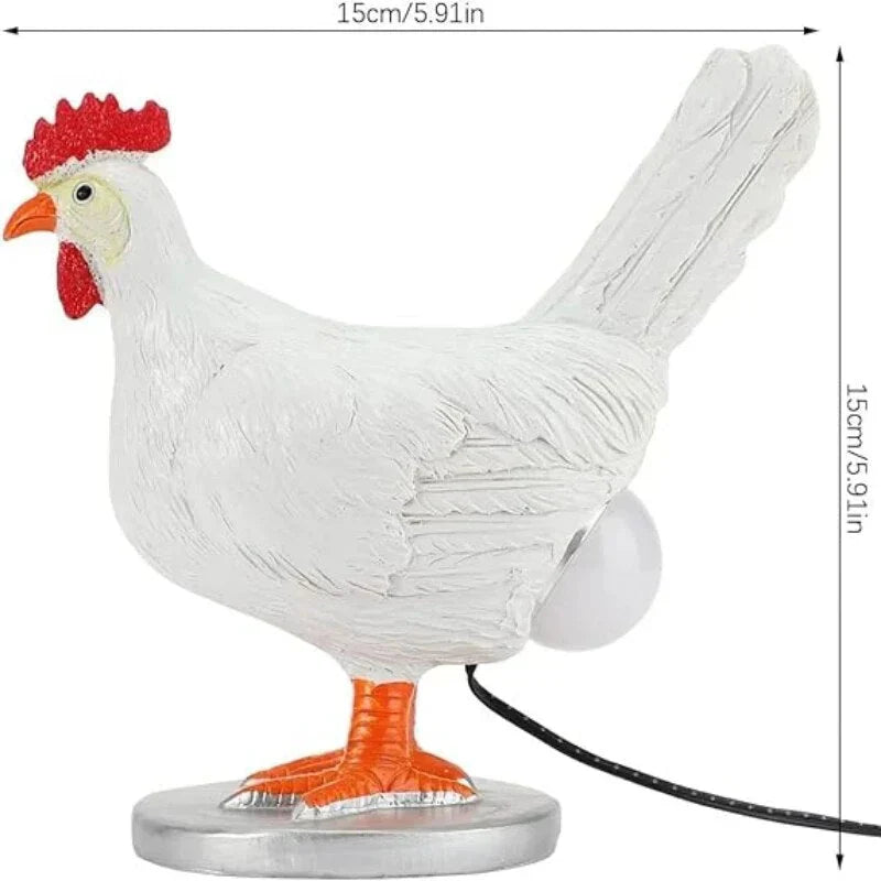 Weiße Hühnerlampe, dekorative Nachttischlampe, lustiges Tierdesign, 15 cm, Home Decor.