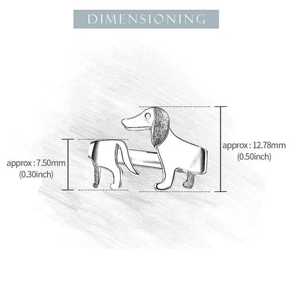 Silberner Dackel-Hundering, Schmuck, 7.5mm x 12.78mm, elegantes Design, Geschenkidee.
