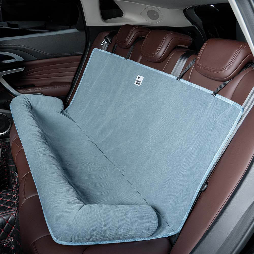 Blauer Hundebett-Autositzbezug, rutschfest, waschbar, für Rückbank, Autoschutz.