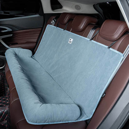 Blauer Hundebett-Autositzbezug, rutschfest, waschbar, für Rückbank, Autoschutz.