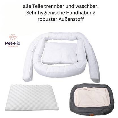 Weißes orthopädisches Hundebett, waschbar, robuster Stoff, ergonomisch, Pet-Fix.