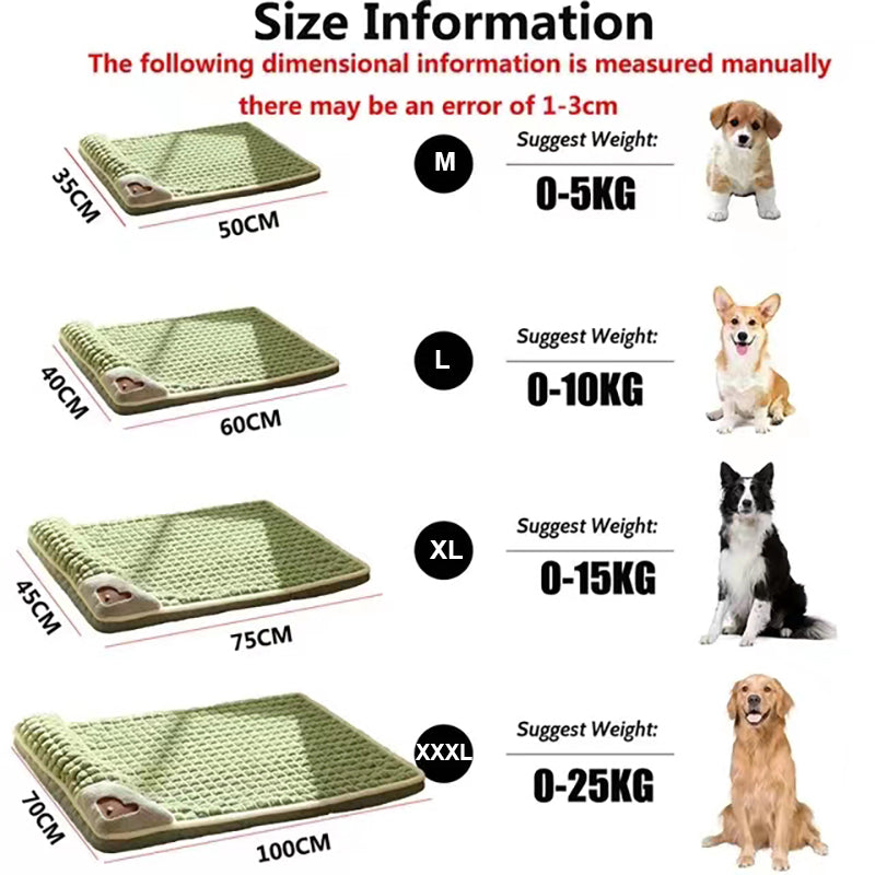 Grüne Hundedecke, verschiedene Größen, geeignet für Hunde bis 25 kg, weiches Material.