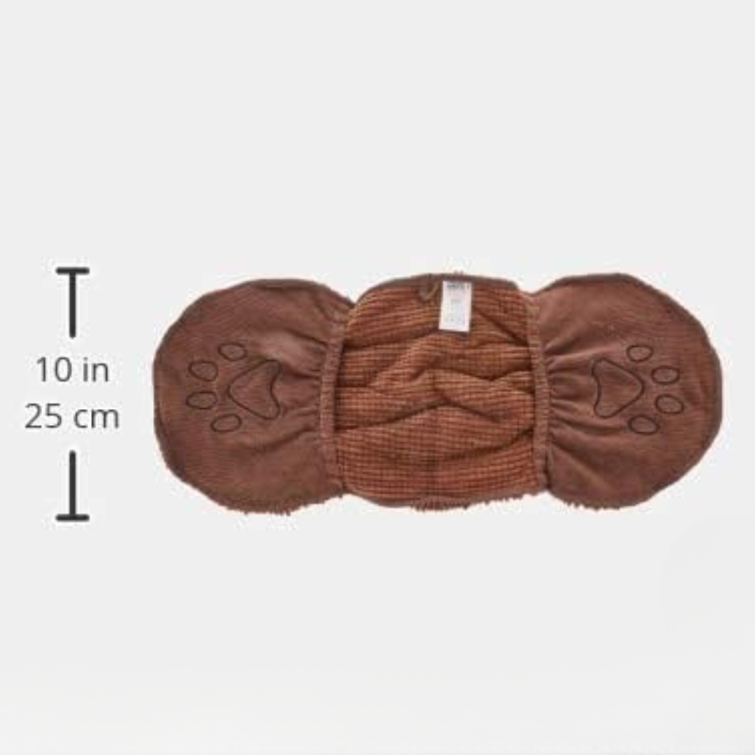 Braunes Hundebett, 25 cm, mit Pfotenmuster, weiches Material, waschbar, für kleine Hunde.