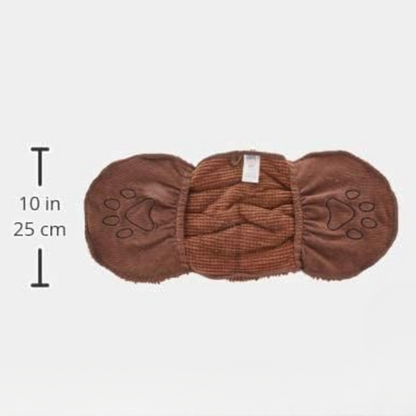 Braunes Hundebett, 25 cm, mit Pfotenmuster, weiches Material, waschbar, für kleine Hunde.