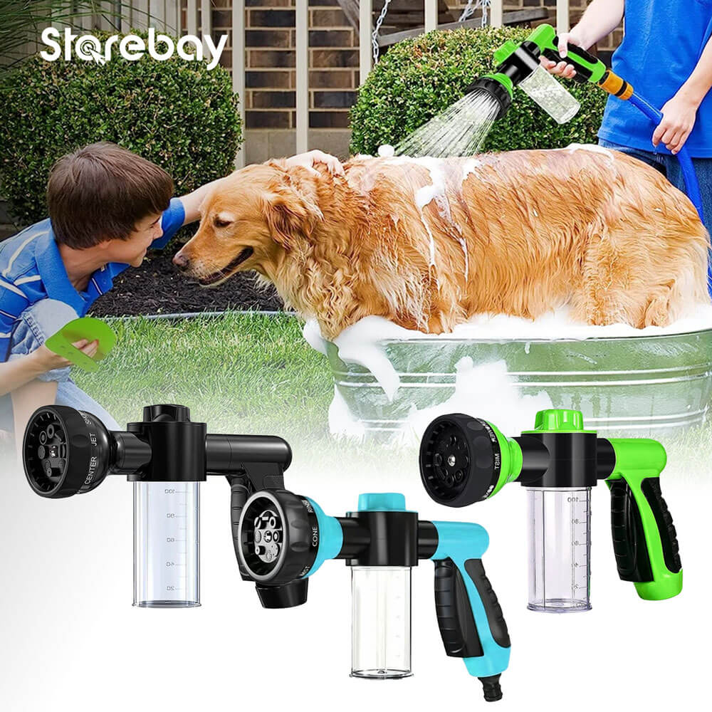 Hundedusche Sprüher, grün, für Haustierpflege, Hundewäsche, multifunktional, Gartenwerkzeug.