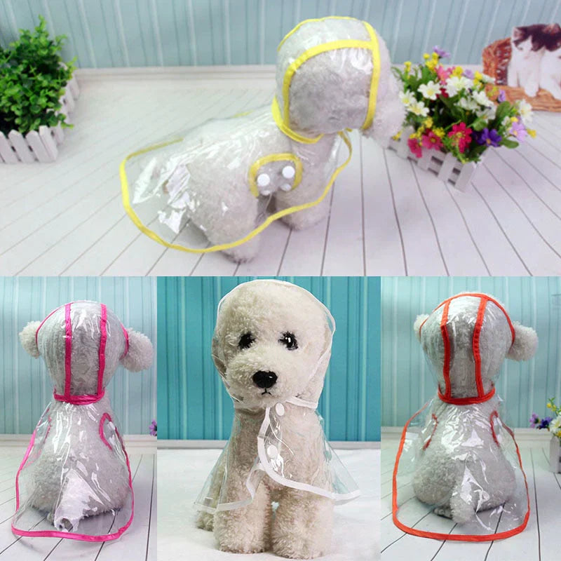Hunderegenmantel transparent, wasserdicht, mit Kapuze, für kleine Hunde, in verschiedenen Farben.