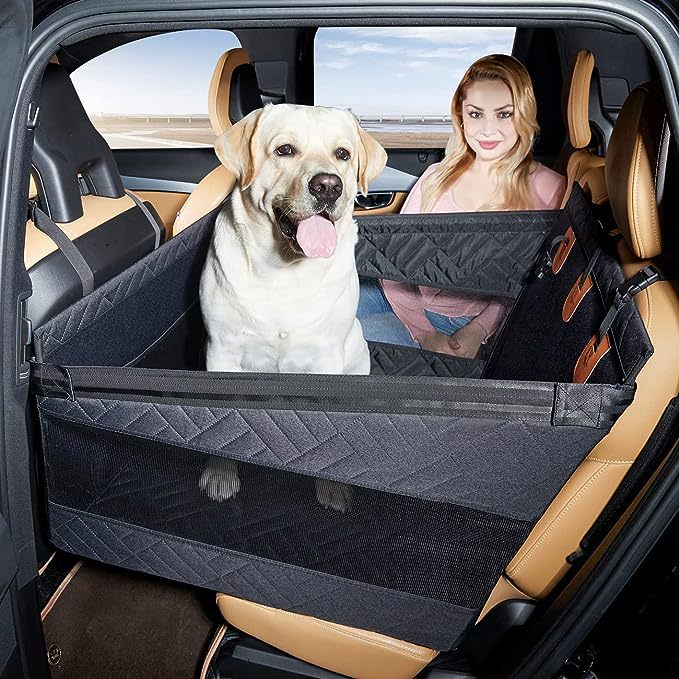 Hundesitzbezug Auto, schwarz, wasserdicht, Rücksitzschutz, für Hunde, Reisen, Sicherheit.