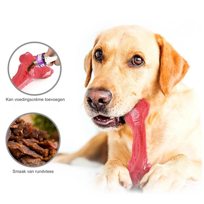 Gelber Labrador mit rosa Kauspielzeug, Rindfleischgeschmack, Hundezubehör, Zahnpflege.