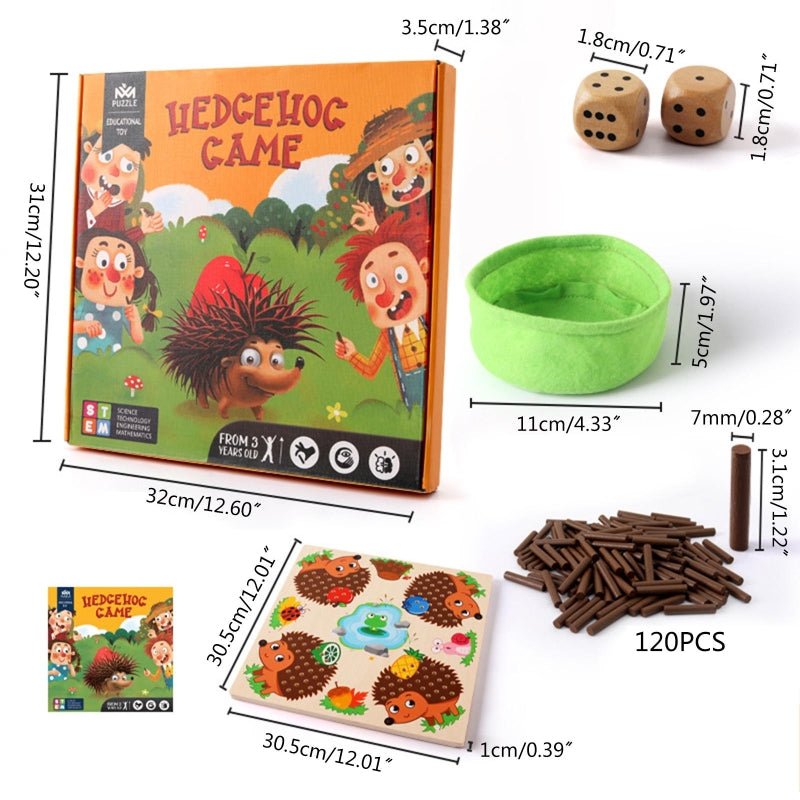Brettspiel Igelspiel für Kinder, Lernspielzeug, bunt, pädagogisch, ab 3 Jahren.