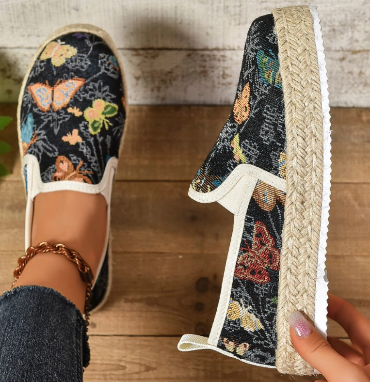 Höstiga espadriller med blommönster – Fleur