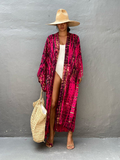 Vävt kimono med knytbälte – Leona