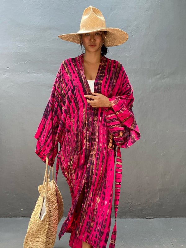 Vävt kimono med knytbälte – Leona