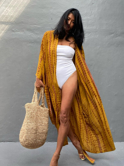 Vävt kimono med knytbälte – Leona