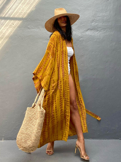 Vävt kimono med knytbälte – Leona