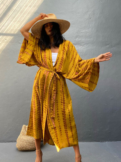Vävt kimono med knytbälte – Leona