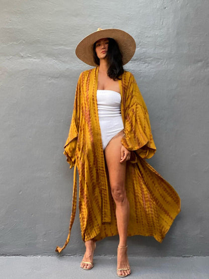 Vävt kimono med knytbälte – Leona