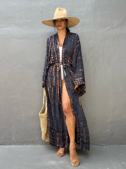 Vävt kimono med knytbälte – Leona