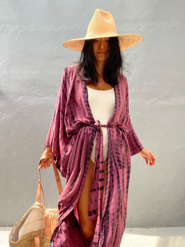 Vävt kimono med knytbälte – Leona