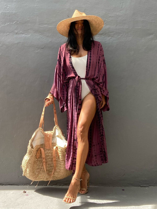 Vävt kimono med knytbälte – Leona