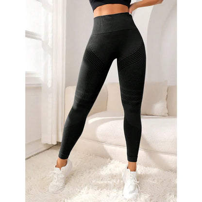 Damen schwarze nahtlose Leggings, hoch tailliert, Sportbekleidung, Fitness, Yoga, bequem.