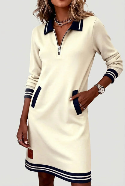 Front-Zip Cotton Linen Dress 2