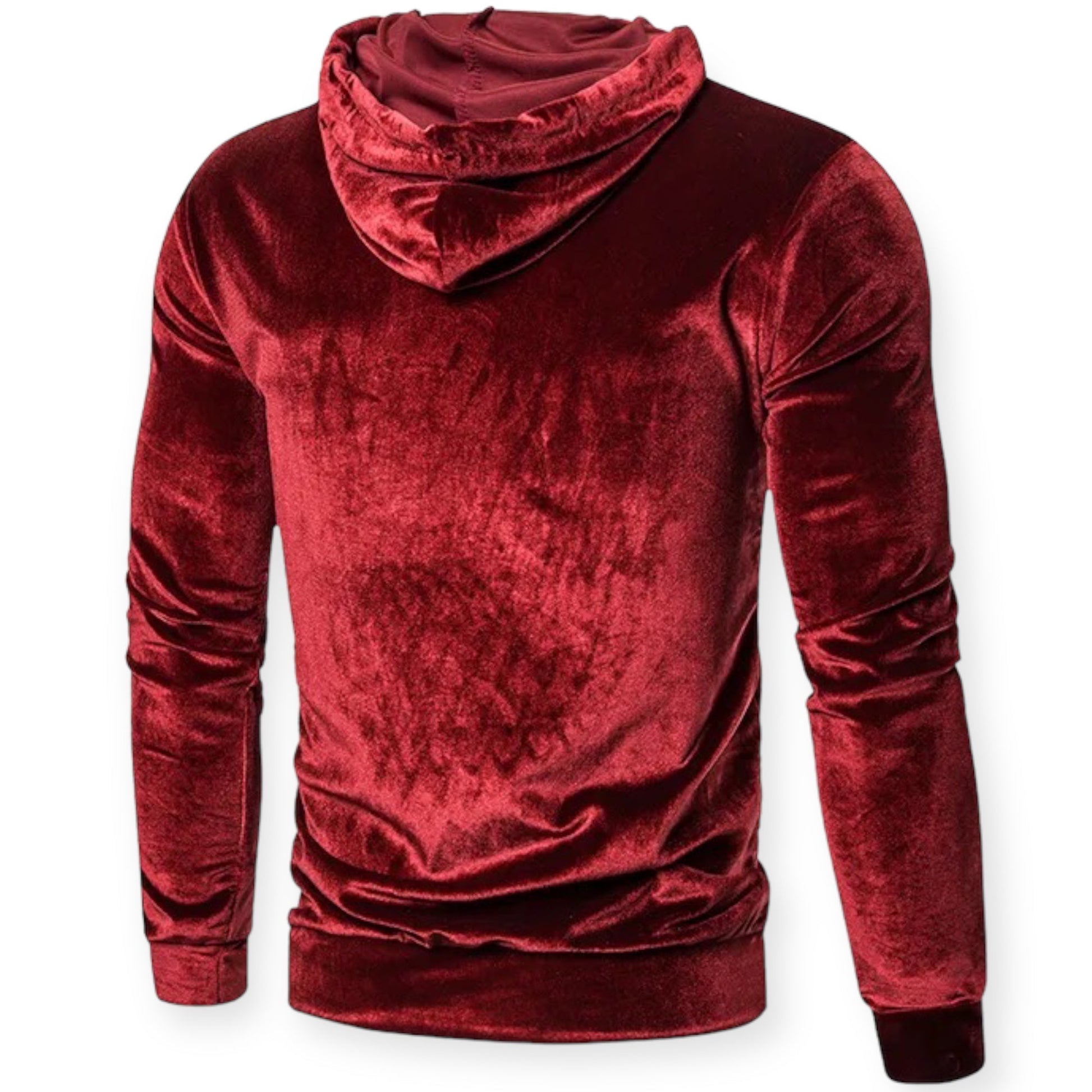 Roter Samt-Hoodie für Herren, langärmelig, modisch, bequem, Kapuzenpullover.