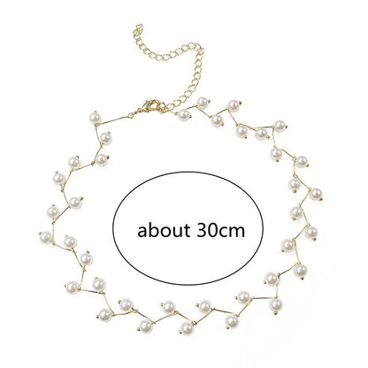 Koreanische Mode Imitation Perlen Choker Halskette, Damen Schmuck, ca. 30 cm, Party-Accessoire.
