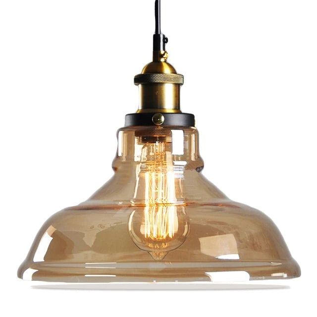 Industrielle Pendelleuchte aus Glas, Vintage-Design, E27 Fassung, warmes Licht, Wohnzimmerlampe.
