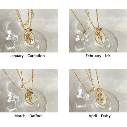 Goldene Halsketten mit Blumenanhängern für Januar bis April, Schmuck, Geburtstagsgeschenk.