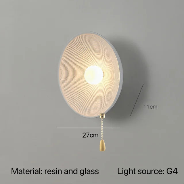 Japanische moderne Wandlampe, Harz und Glas, Vintage, Schlafzimmer, Wohnzimmer, Hintergrundbeleuchtung.