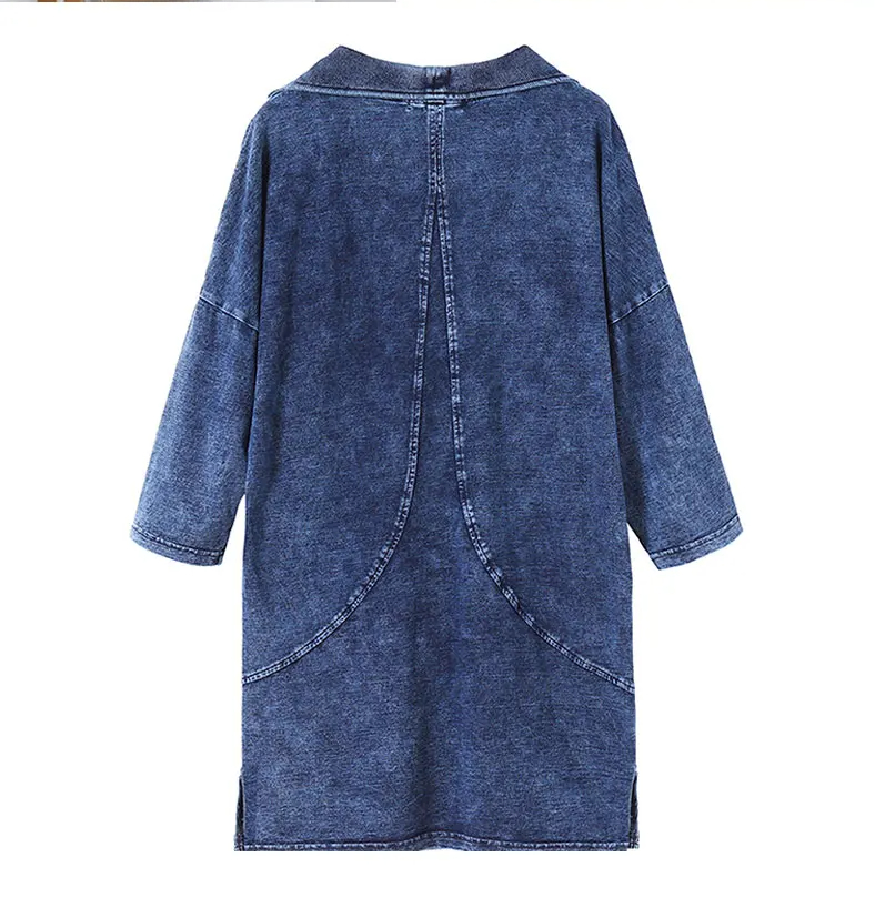 Blauer Jeansmantel Damen, lässiger Stil, langärmlig, Denim, modisch, bequem.
