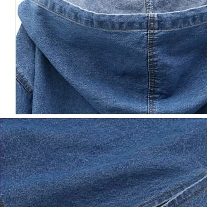 Blaue Jeansjacke mit Kapuze, Denim, Unisex, modisch, lässig, robuste Baumwolle.