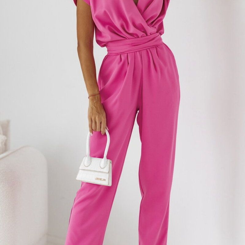 Trendig höstjumpsuit för dam med långa ärmar och midjemarkering – Alina