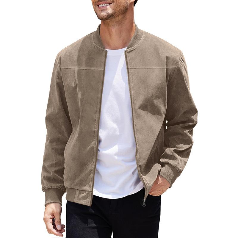 Lätt herrövergångsjacka i mockaliknande look med stående krage – Damian