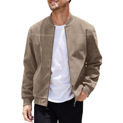 Lätt herrövergångsjacka i mockaliknande look med stående krage – Damian