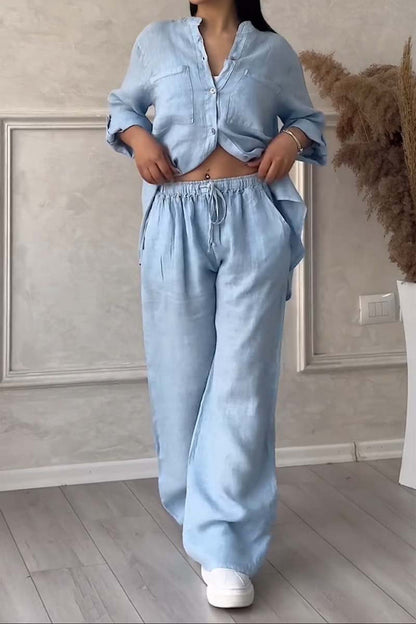 Tvådelat linne dam sommaren outfit – Alina