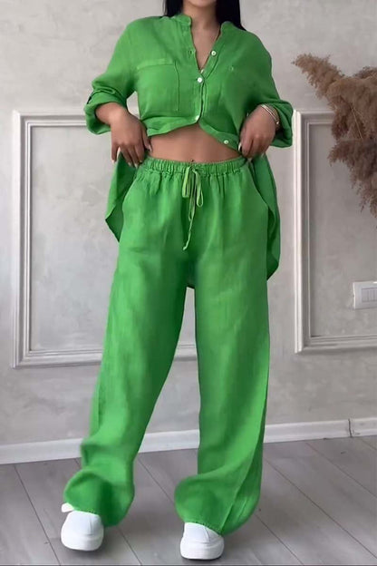 Tvådelat linne dam sommaren outfit – Alina