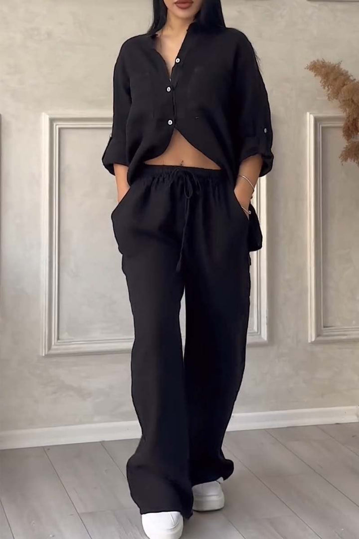 Tvådelat linne dam sommaren outfit – Alina