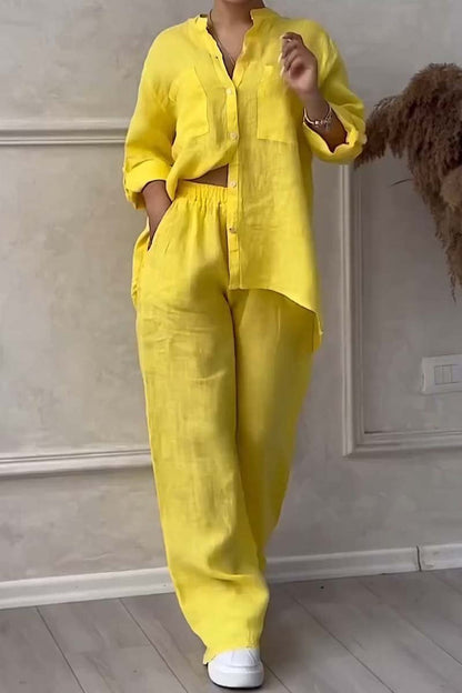 Tvådelat linne dam sommaren outfit – Alina