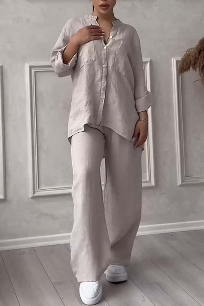 Tvådelat linne dam sommaren outfit – Alina
