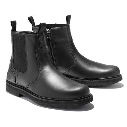 Schwarze Chelsea Boots aus Leder mit Reißverschluss, Herrenmode, elegant und zeitlos.