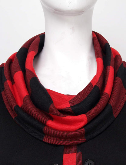 Rot-schwarzer Karoschal, weiches Material, modisches Accessoire, Herbst-Winter-Mode.